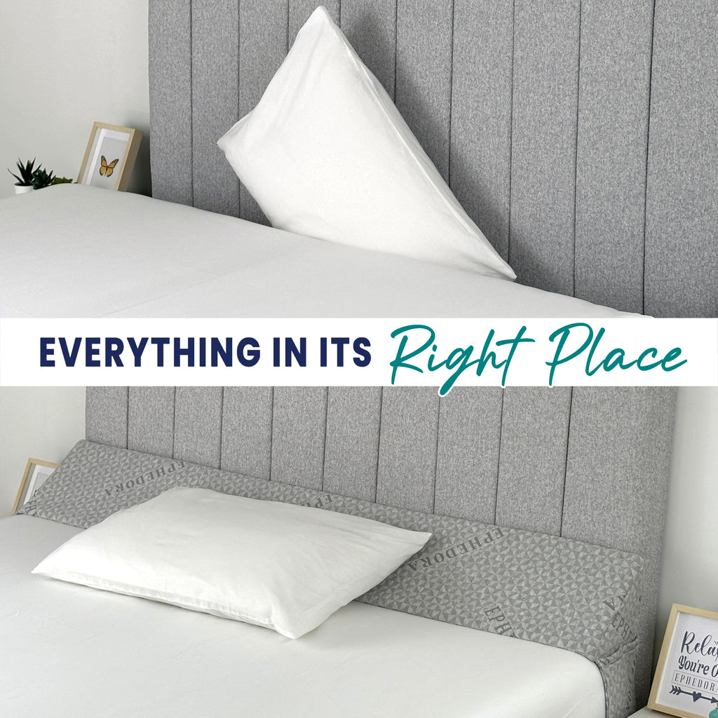 EPHEDORA Bed Wedge Pillow for Headboard Gap Filler Twin & Twin XL Size - High Density Memory Foam Headboard Pillow Wedge Prevents Items Falling - Triangle Mattress Spacer with Pockets
