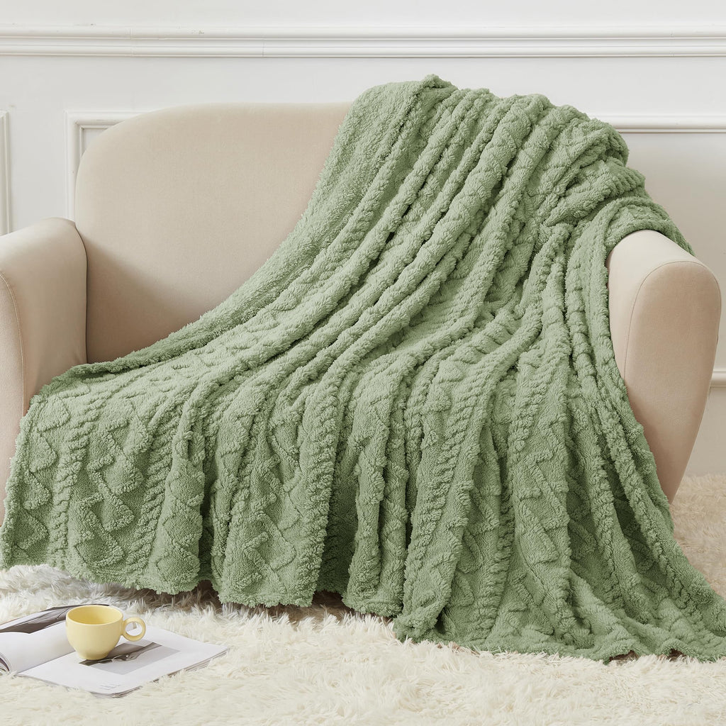 Aganear Fleece Throw Blanket - Cozy Soft Lightweight Fuzzy Throw Blanket for Women Portable Throw Blankets for Couch, Warm Present for Birthday, Christmas, Halloween, Housewarming(50"x60", Sage Green)