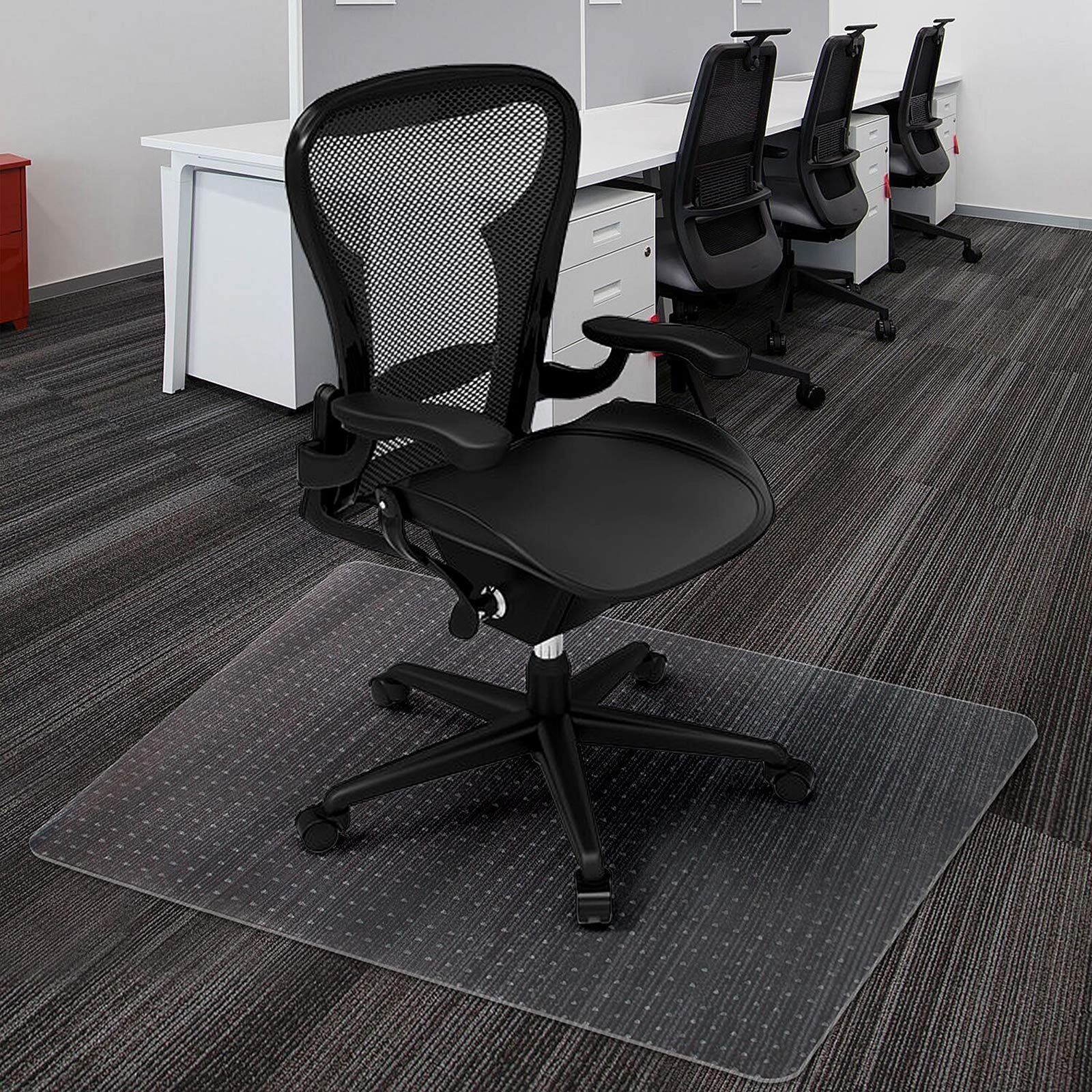 Azadx Carpet Floor Chair Mat for Low, Standard and No Pile Carpeted Floors - Plastic Desk Chair Mat for Easy Rolling - Durable Carpet Protector (30 x 48'' Rectangle)