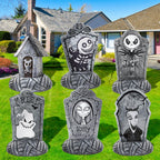 YNOUU Nightmare Before Christmas Yard Signs with Stakes, Halloween Party Supplies, Realistic Halloween Graveyard Decor Outside for Kids School Home Office Party