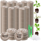 Wesiti 200 Pcs 50mm Peat Pellets Seed Starter Soil Pods Plugs Compressed Peat Nutrient Seed Starting Pods Bulk for Garden Planting Herb Flower Vegetables with 200 Plant Labels and 4 Garden Tools