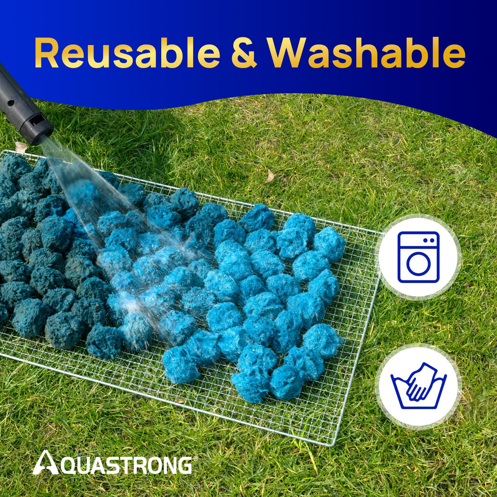 AQUASTRONG Pool Filter Balls for Sand Filter Pump, 4.6 lbs Reusable Sand Filter Balls (Replaces 150 lbs Pool Filter Sand), Efficient Blue Filter Balls for Swimming Pools, Filter Pumps, Aquariums