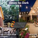 Stright 60FT Solar String Lights Outdoor Weatherproof with Remote, Solar Powered LED Edison Bulb 15 Sockets Outdoor String Lights for Outside Patio Backyard Fence Halloween Christmas Decorations