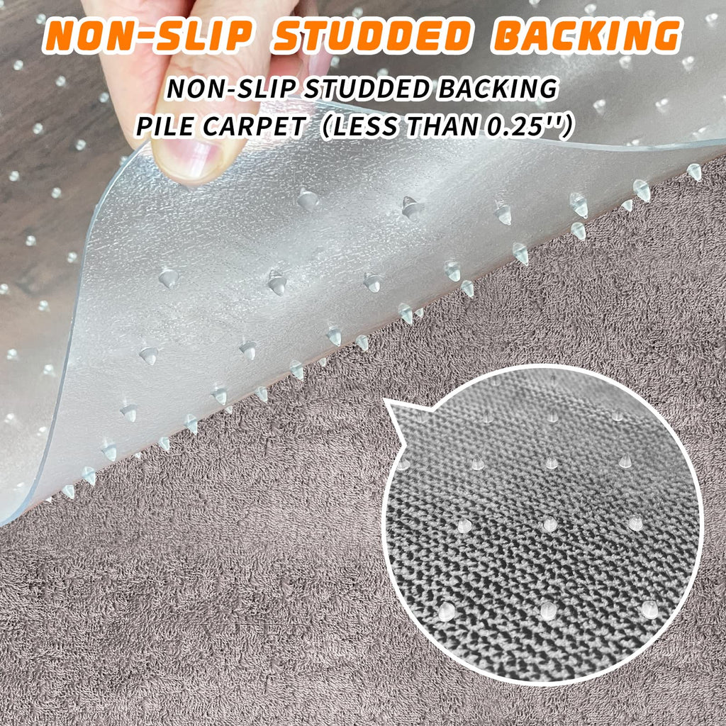 Office Chair Mat for Carpet Floors, Desk Mats 48"X36" for Rolling Desk on Low Pile Carpets, Rectangle Computer Gaming Plastic Floor Mats for Office Chair on Carpet, Flat Without Curling