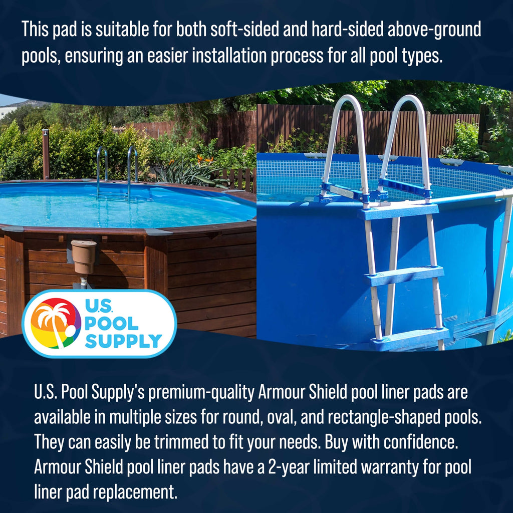 U.S. Pool Supply Ground Shield 18-Foot Round Heavy Duty Pool Liner Pad for Above Ground Swimming Pools - Protects Pool Liner, Prevents Punctures, Weed Barrier, Eco-Friendly Fabric - Extends Liner Life