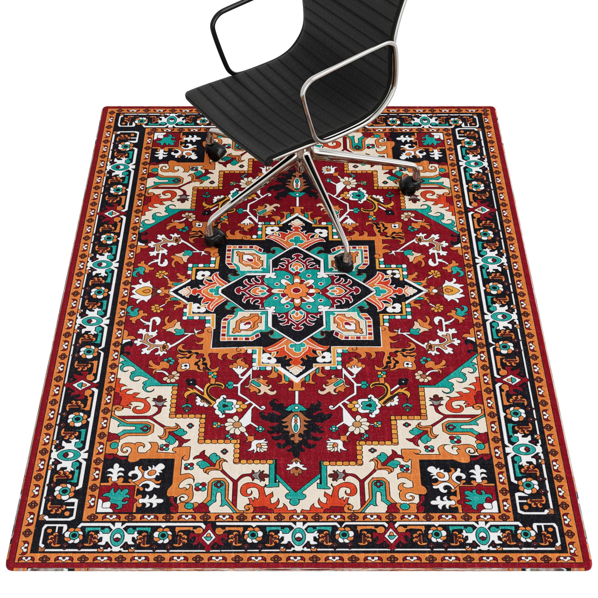 PROHALO Office Chair Mat for Hardwood Floor, 48"x60" Desk Chair Mat for Rolling Chairs, Non Slip Computer Chair Mat, Office Rug Mat for Office Home Hard Floor, Under Desk Mat for Gaming Chair-Deep Red