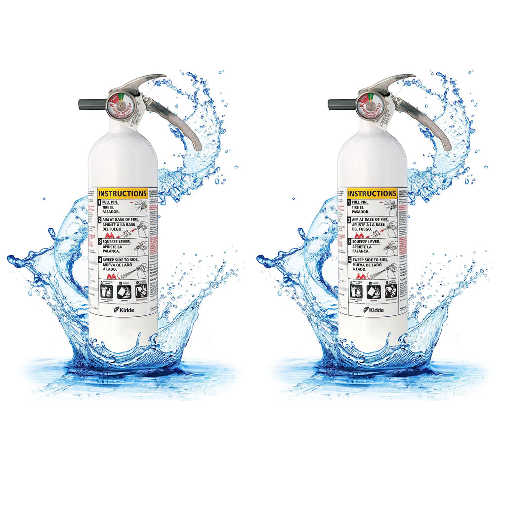 Kidde Mariner 110 Marine Fire Extinguisher for Boats, 1-A:10-B:C, 3.9 Lbs., Coast Guard Approved, Strap Bracket (Included), White, 2 Pack