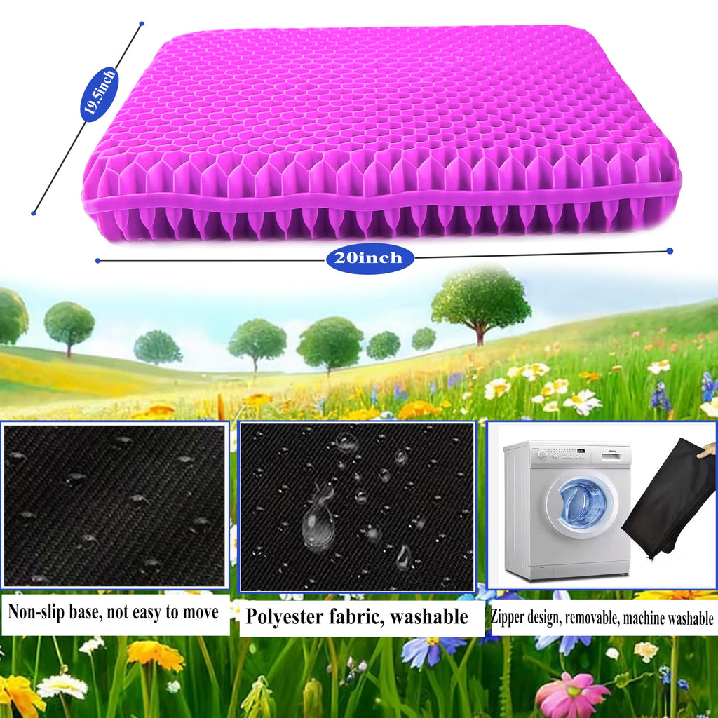 Auvivasital Plus Size Gel Seat Cushion for Long Sitting, Extra Large and Thick Pressure Relief Seat Cushion for Back, Hip, Sciatica, Tailbone Pain, Use for The Car, Office, Wheelchair, Stadium.(Pink)