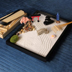 Island Falls Home Zen Garden Kit 11x8in. Beautiful Japanese Decor Mini Rock Feature Gift Set for Home, Office Desk. Zen Sand Garden, 6 Tools, 15 Accessories. Sand Tray Therapy Desktop Meditation Room