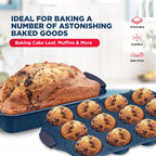 BAKKEN Kitchen Baking Pan Set - Nonstick Coating, Carbon Steel Bakeware Sets with Blue Silicone Handles, Baking Kitchen Essentials, PFOA, PFOS, PTFE Free, Oven Safe Tray (Up To 450° F), Set of 10