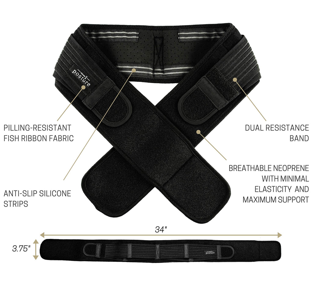 Vriksasana Posture Sacroiliac Hip Belt for Women and Men That Alleviates Sciatic, Pelvic, Lower Back, Leg and Sacral Nerve Pain Caused by Si Joint Dysfunction| Trochanter Brace (Petite, Black)