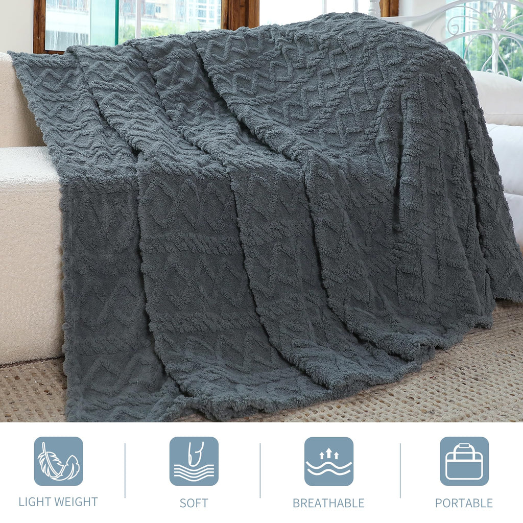Aganear Fleece Throw Blanket - Cozy Soft Lightweight Fuzzy Throw Blanket for Women Portable Throw Blankets for Couch, Warm Present for Birthday, Christmas, Halloween, Housewarming(50"x60", Gray)