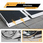ORFORD Non-Skid Foldable Wheelchair Ramp 2FT, Threshold Ramp with a Non-Slip Surface, Portable Aluminum Foldable Mobility Scooter Ramp, for Home, Steps, Stairs, Doorways, Curbs