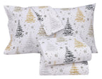 RUVANTI Flannel Sheets Queen Size - 100% Cotton Double Brushed Bed Sheets, Deep Pockets 16 Inches Queen Sheet Set, All Seasons Breathable & Extra Soft - Warm & Cozy, 4 Piece, Christmas Tree