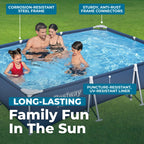 Bestway Steel Pro 9' 10" x 6' 7" x 26" Rectangular Above Ground Pool Set with 827 Gallon Capacity, DuraPlus Liner, and Flowclear 330 GPH Filter Pump
