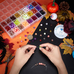PH PandaHall 720pcs 8mm Glass Beads 24 Style Orange Beads Crystal Bracelet Beads Loose Beads Spacers for Friendship Bracelet Earring Jewelry Making Fall Christmas Tree Ornament Halloween Decoration