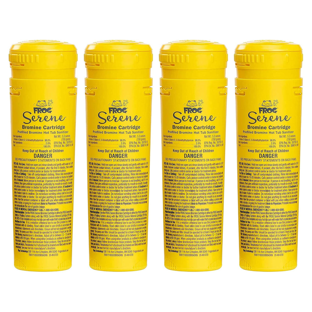 FROG Serene Replacement Bromine Cartridges for use with Hot Tub FROG Serene Floating Sanitizing System - Prefilled for Quick & Easy Hot Tub Maintenance - 4 Pack