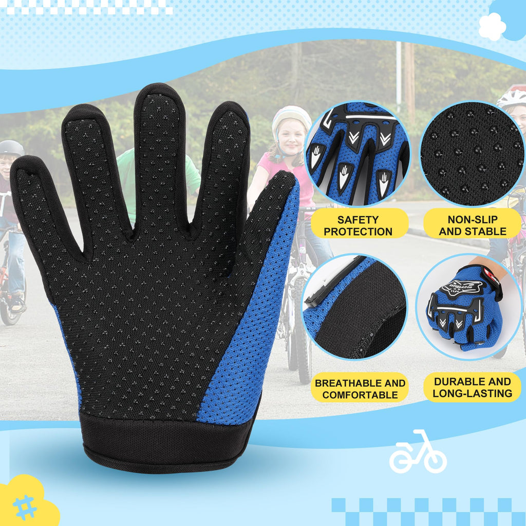 Kids Dirt Bike Gloves - Youth Motorcycle Gloves for Boys & Girls, Breathable Non-Slip Riding Full Finger Children Glove for BMX, Mountain Bike, ATV, Cycling & Outdoor Sports