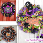 TONIFUL 4 Rolls 10 Inch Black/Orange/Purple/Green Decorative Mesh Ribbbon Rolls, for Wreath Supplies Front Door Wreath Craft Tree Decor Christmas NewYears Halloween Decoration (30ft/roll, 120ft/Set)