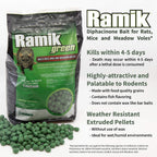 Neogen Ramik Green Fish Flavored Weather Resistant Rodenticide Nuggets, 4 lb bag