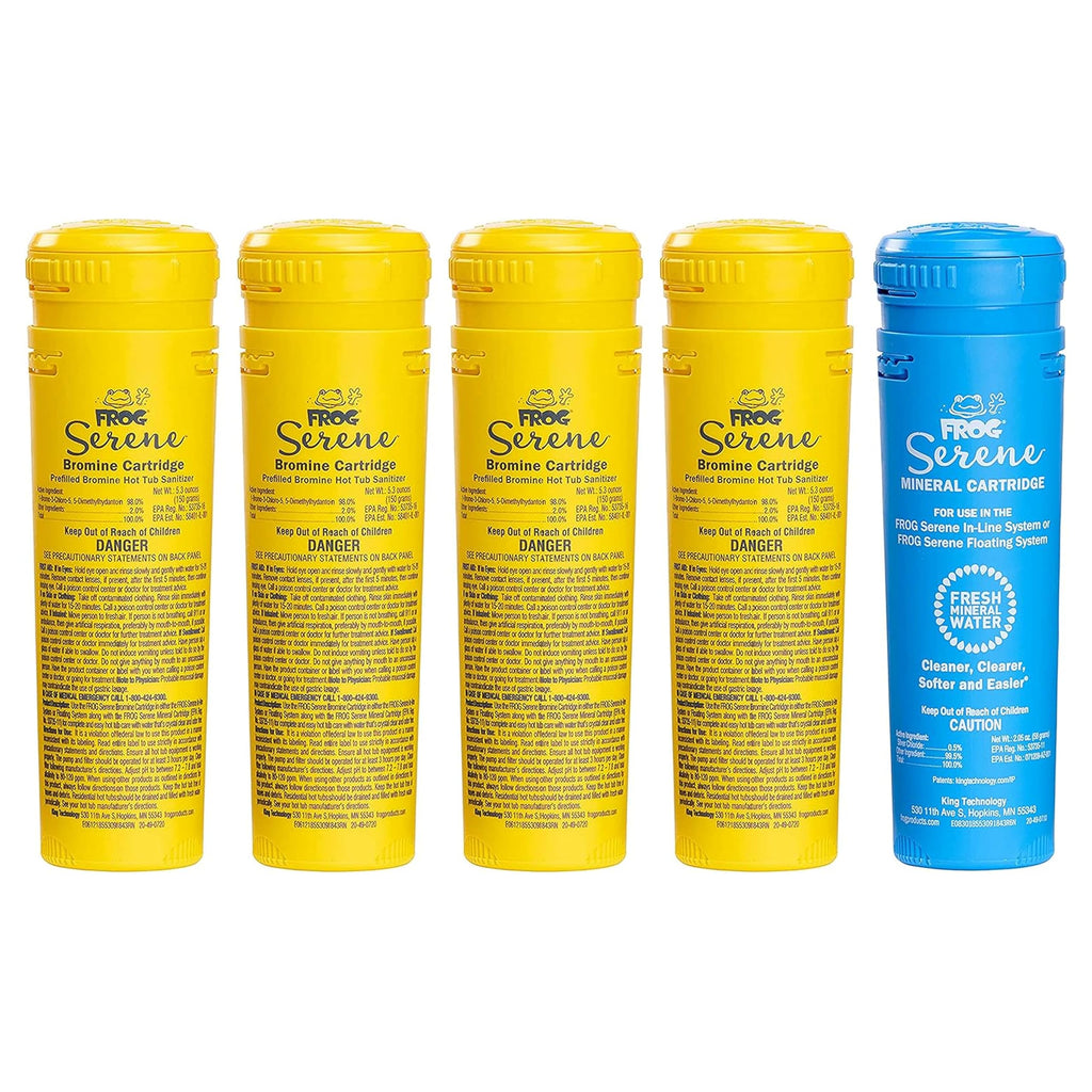 FROG Serene Replacement Mineral and Bromine Cartridge Kit for use with Hot Tub FROG Serene Floating Sanitizing System - Prefilled for Quick & Easy Hot Tub Maintenance - 4 Month Bundle