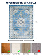 Office Chair Mat for Hardwood Floor, 36"X 48" Desk Rug for Rolling Chair on Hardwood, Under Desk mats, Office Carpet Floor Protector Mat for Computer Gaming Chairs, Machine Washable Area Rug -Teal