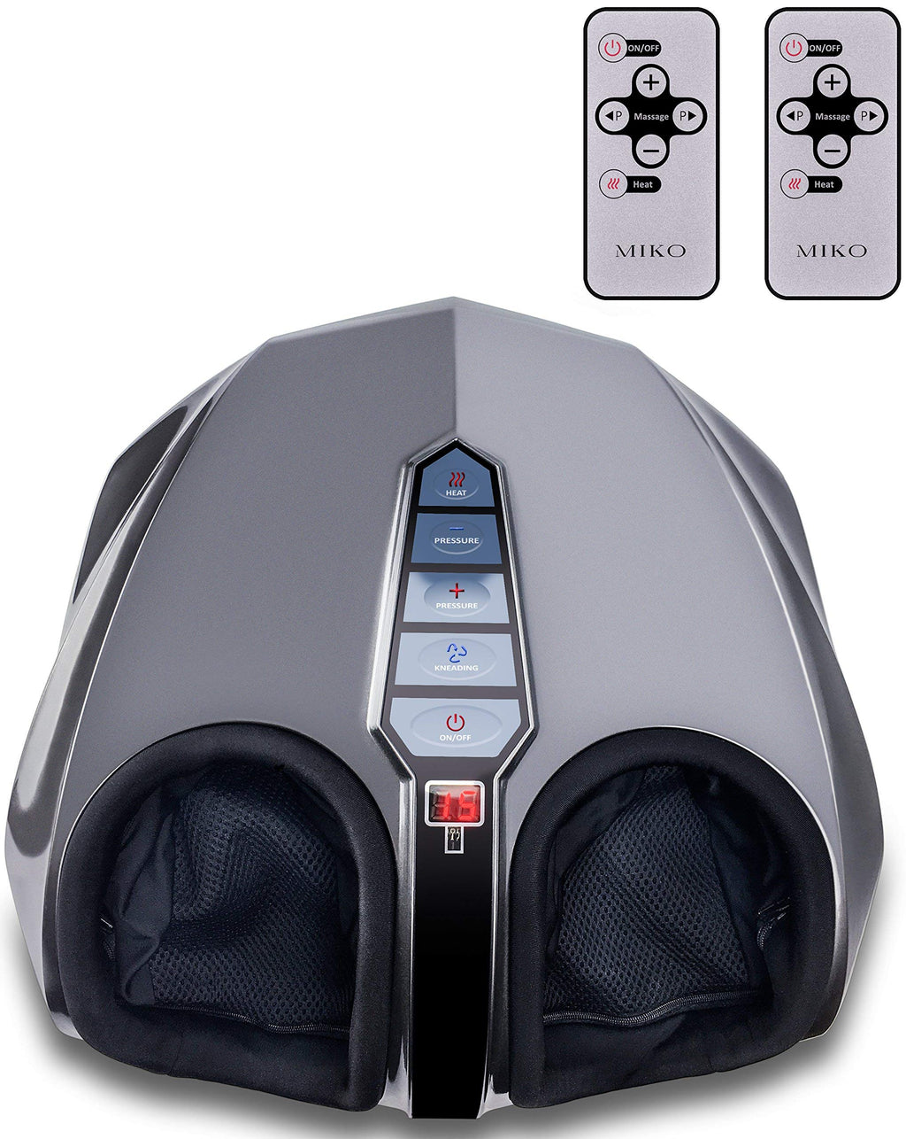 Miko Shiatsu Foot Massager With Deep-Kneading, Multi-Level Settings, And Switchable Heat Charcoal Grey (Renewed)