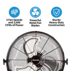 NewAir 18" High Velocity Industrial Floor Fan, Heavy Duty Metal Fan, Adjustable Tilt and 3 Speeds up to 4012 CFM, Rotatory Switch | Garage Fan for Indoor, Warehouse, Workshop, Gym or Home