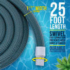 U.S. Pool Supply Pool Vacuum Hose - 1-1/2" x 25' Professional Heavy Duty Pool Hose for Inground, Spiral Wound with Kink-Free Swivel Cuff - Connect to Vacuum Heads, Skimmer, Cleaner, Filter Pump Inlet