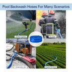 OasisTrim 2" x 100FT Pool Backwash Hose, Heavy-Duty Pool Hose, Lay Flat Discharge Hose, Durable Burst Resistant, Pool Filter Pump Water Drainage, Sump Pump Discharge, with 2 Clamps