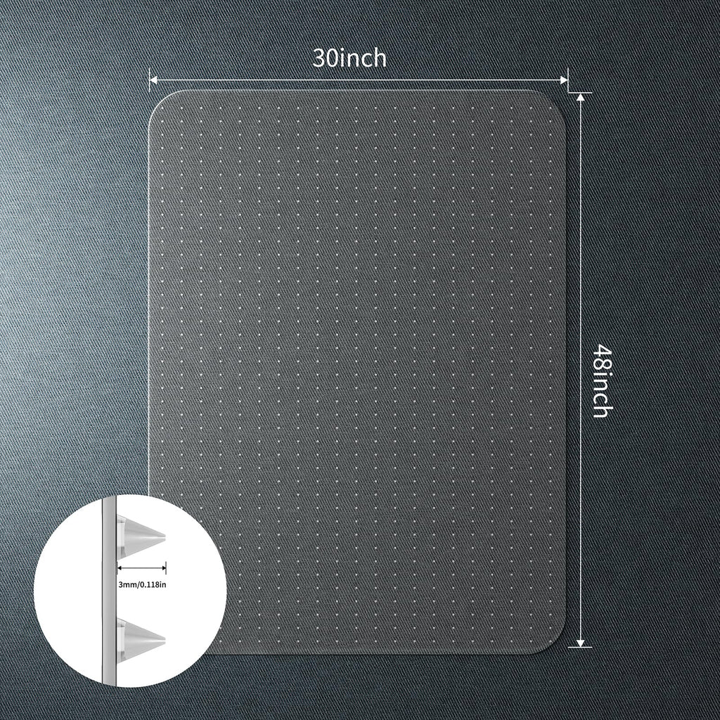 WASJOYE Office Chair Mat for Carpet, 30" x 48" Chair Mat for Carpet with Non-Slip Studded for Home and Office Low Pile Carpet