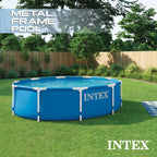 Intex 28200EH 10 Foot x 30 Inch 4 Person Outdoor Metal Frame Above Ground Round Swimming Pool with Easy Set-Up (Pump Not Included)