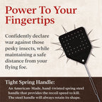 Hope Woodworking Leather Fly Swatter Set (2 Pack) – 17” Amish-Made Fly Swat w/Real Leather Paddle – Fly Swatters Multi Pack w/Metal Handle – Bug Swatter, Mosquito Swatter, Wasp Swatter (Black)
