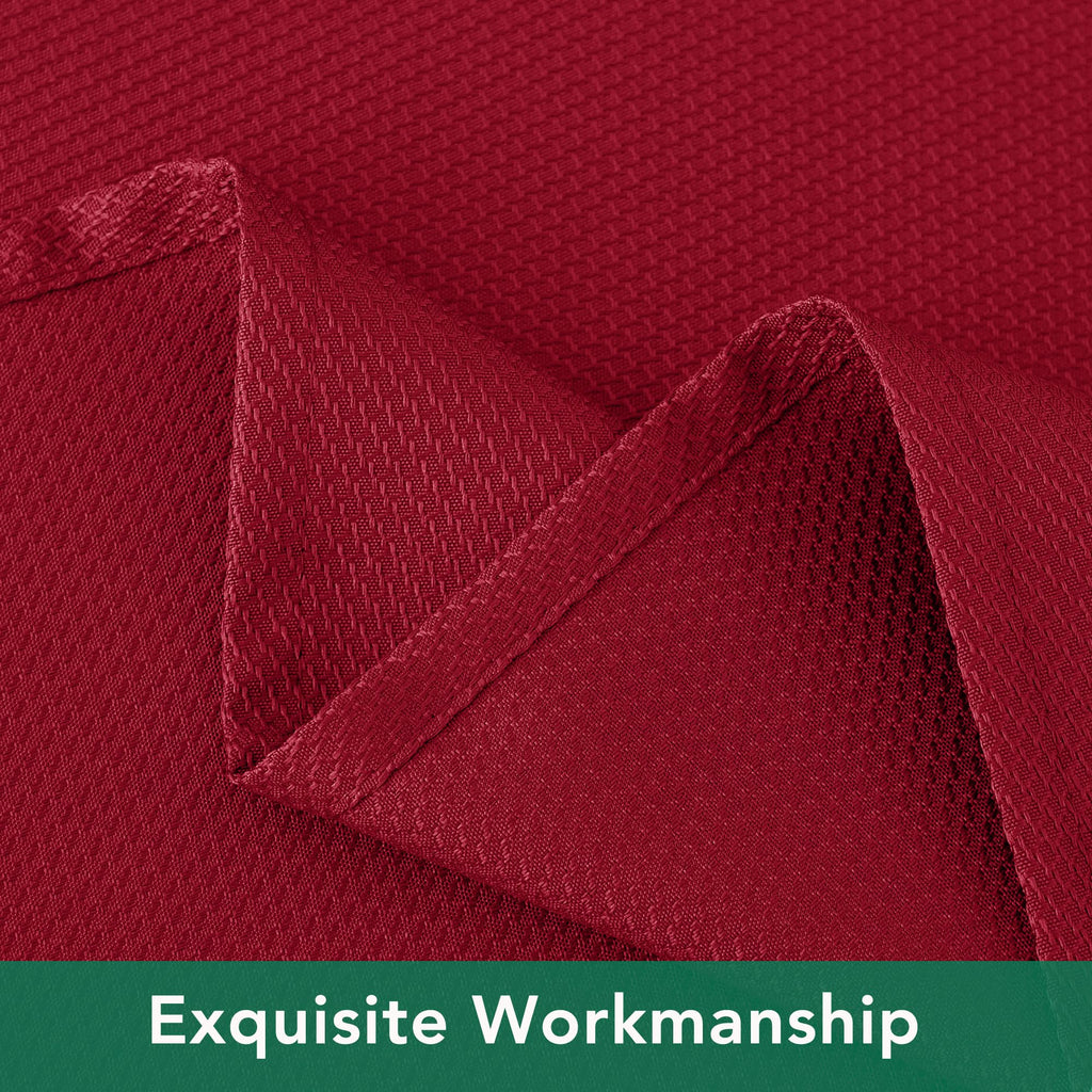 Biscaynebay Textured Fabric Christmas Square Table Cloth 70x70 Inch, Red Water Resistant Spill Proof Tablecloths for Dining, Kitchen, Wedding and Parties, Machine Washable