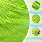 Faux Fur Fabric Christmas Fluffy Fuzzy Craft Shaggy Synthetic Plush Patch Sewing Fur Cuts for DIY Halloween Winter Costume Gnome Beard Miniature Dolls Costume Rugs Mats (Green,60 x 18 Inch)