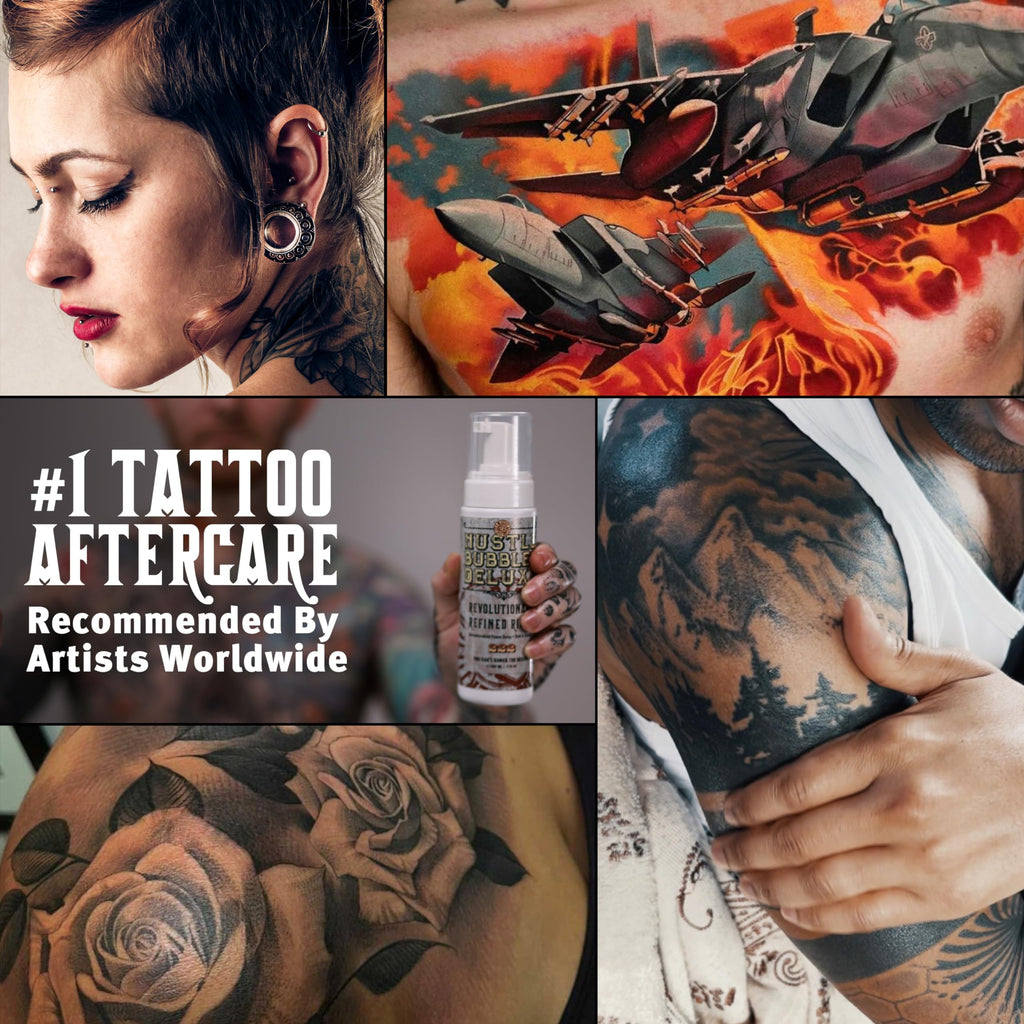 Hustle Bubbles Tattoo Aftercare Tattoo Soap Antibacterial Soap To Clean New Tattoos & Piercings Essential Tattoo Supplies 7oz