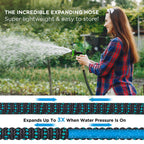 ROLIO Expandable Garden Hose with 9 Function Nozzle Spray Includes Reel (50 Feet)