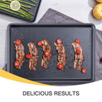Cookie Sheets for Baking Nonstick - HONGBAKE Baking Sheet Pan Set of 3, Half/Quarter/Jelly Roll Pan for Oven with Diamond Texture Pattern, 57% Thicker Carbon Steel Cookie Trays, Dark Grey