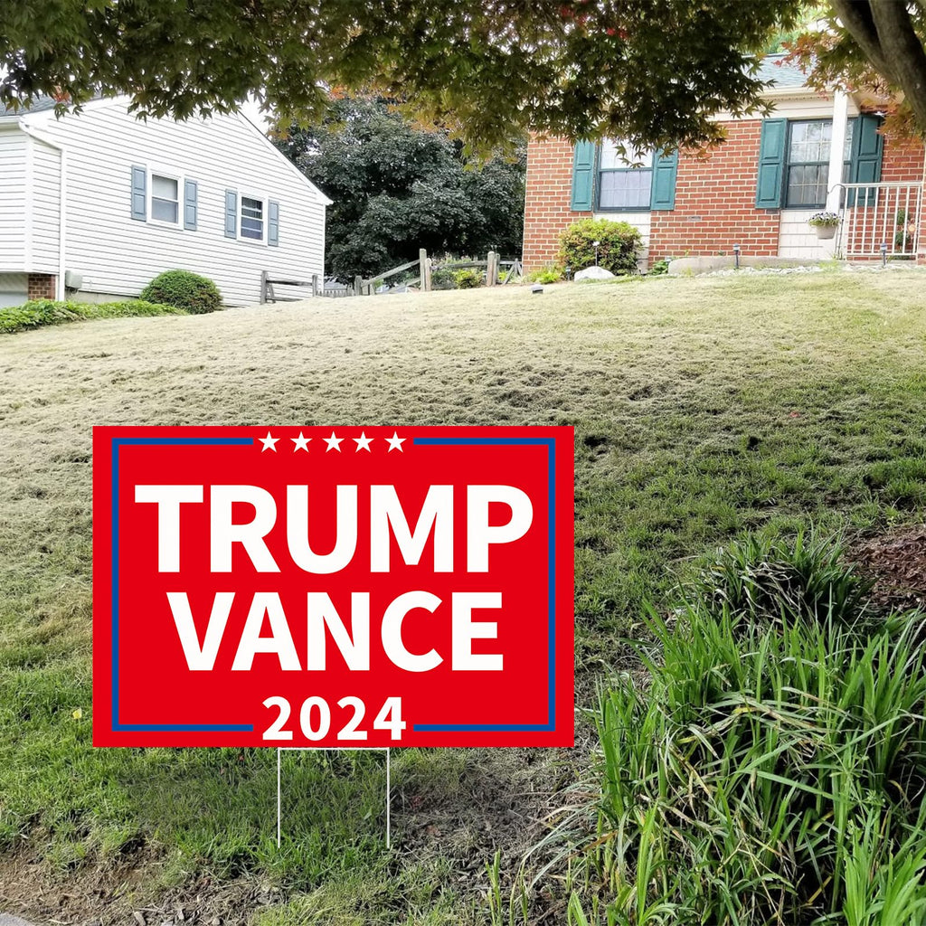 Probsin Trump Vance 2024 Yard Sign Double Sided 16" x 24" President Trump Vice President Vance MAGA Signs Voted for Trump Vance Outdoor Decorations for Lawn, Garden, Window, Party Supplies (Red)