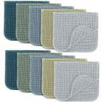 Comfy Cubs Muslin Burp Cloths 20" x 10", Pack of 10 - Large, 6-Layer, Ultra Absorbent 100% Cotton for Baby Drool and Messes - Soft, Safe & Gentle Baby Burp Cloths for Boys & Girls - Multi Boy