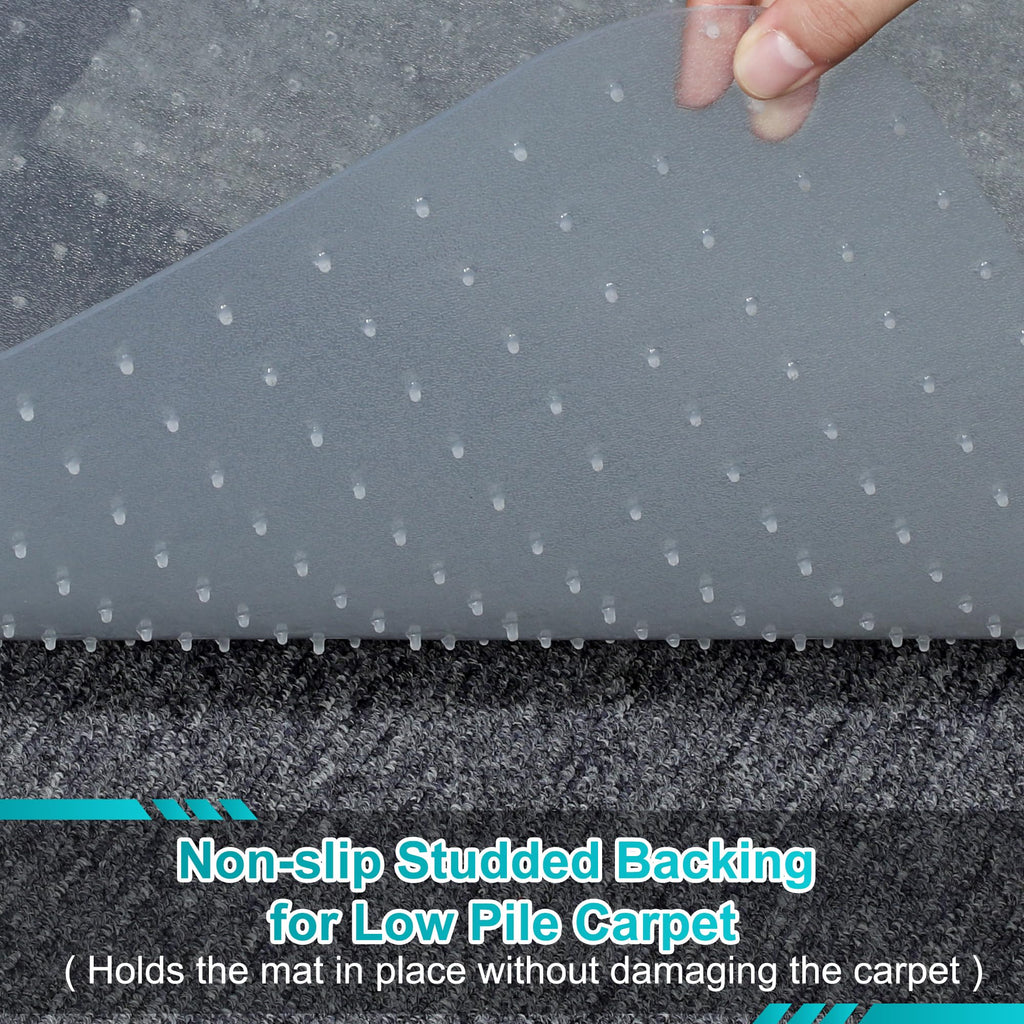 LeapYouth Extra Large Office Chair Mat for Carpets, 48'' X 60'' Clear Desk Floor Mat for Low, Flat and No Pile Carpeted Floors, Thick and Sturdy Carpet Protector for Desk Chair, 48''x60''