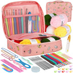 Aeelike Crochet Kit for Beginners Adults, Crochet Kits Include Yarn, 59pcs Crochet Starter Kit for Beginners,Ergonomic Crochet Hooks 2.0-6.0 mm, Lace Steel Needles 0.6-1.9 mm