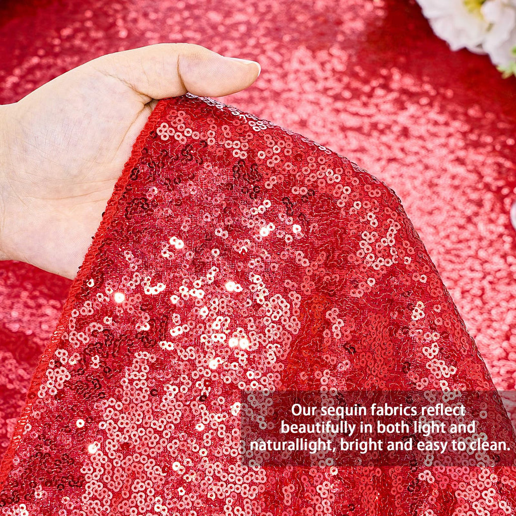 QueenDream Sequin Tablecloth 60x102 Inch Red Tablecloth Glitter Table Cloth for Birthday Party Events Christmas Decorations