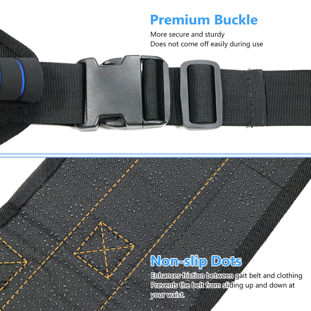 BRMDT Gait Belt Transfer Belts for Seniors, Adjustable Gate Belts Medical for Elderly and People with Limited Mobility, Comfortable 5.4" Wider Back Belt with 7 Ergonomic Handles (30.9"-55.9")