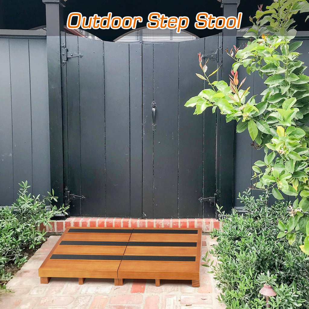 Wooden Step Stool, 3.5" One Step Stool, Non-Slip Outdoor Steps, Heavy Duty Wooden Platform Mobility Step, Half Steps for Seniors Adults with Bad Knee, No Assembly Required