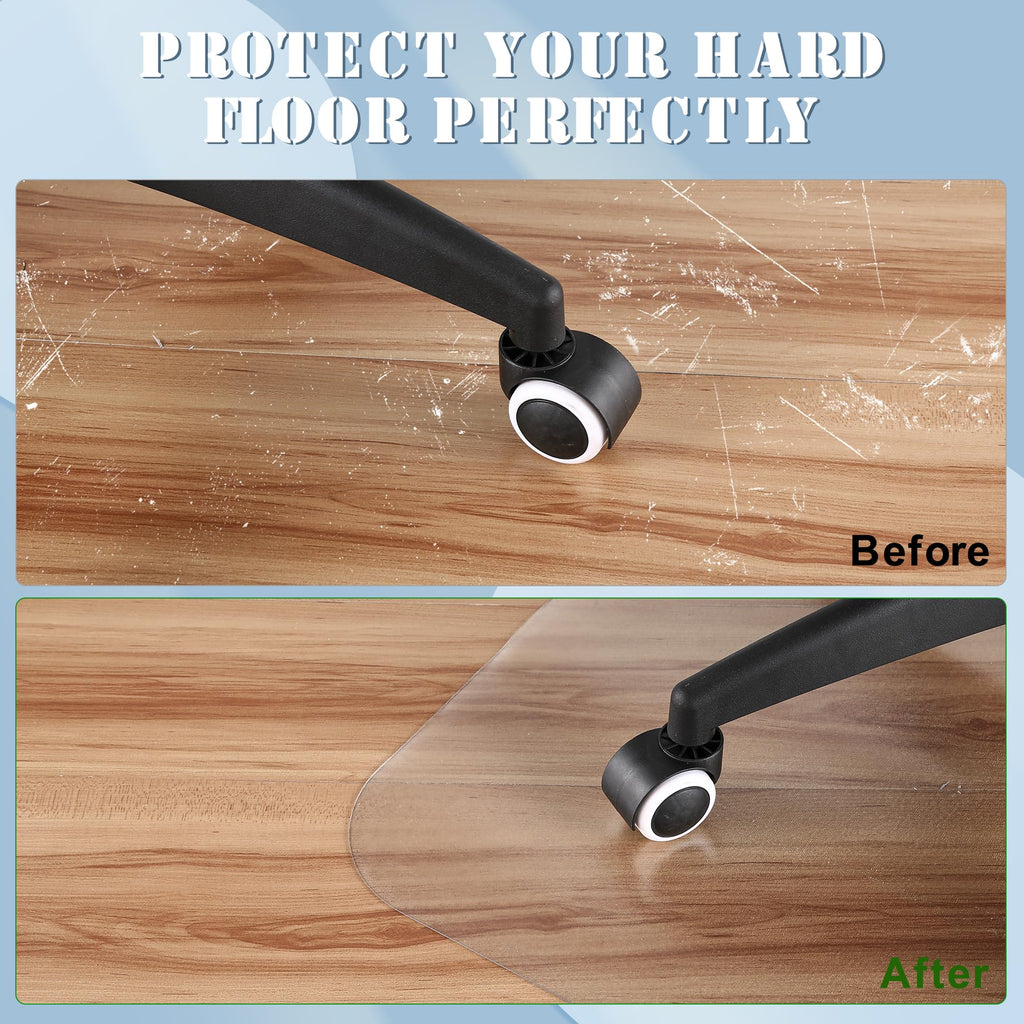 Office Chair Mat for Hard Wood Floors, Clear Floor Mat for Rolling Chairs, Heavy Duty Wood/Tile Floor Protectors for Home Office, Anti-Slip, Easy to Clean（47"x35"with Lip）