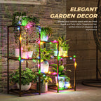 Bamworld Plant Stand with Fairy Lights 3 Tiers 7 Potted Ladder Plant Holder Wood Flower Stand for Home Decor, Plant Gift