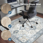 48"x60" Office Chair Mat for Hardwood Tile Floor, Under Desk Carpet Protector for Rolling Computer Chair Mat, Machine Washable Area Rug, Anti-Slip 1/5" Thick Low Pile Thin Vinyl Floor Mat, Blue