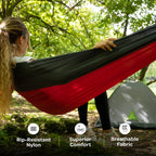 Durable Hammock 500 lb Capacity - Lightweight Nylon Camping Hammock Chair - Double or Single Sizes w/Tree Straps and Attached Carry Bag - Portable for Travel/Backpacking/Beach/Backyard (Large,Green)