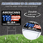 Double Sided 2024 Trump Yard Signs, 17" X 13" Trump 2024 Yard Sign, Take America Back Trump Signs for Yard Metal H-Frames, 2pcs Small Trump Flag, 4pcs Trump Tattoos